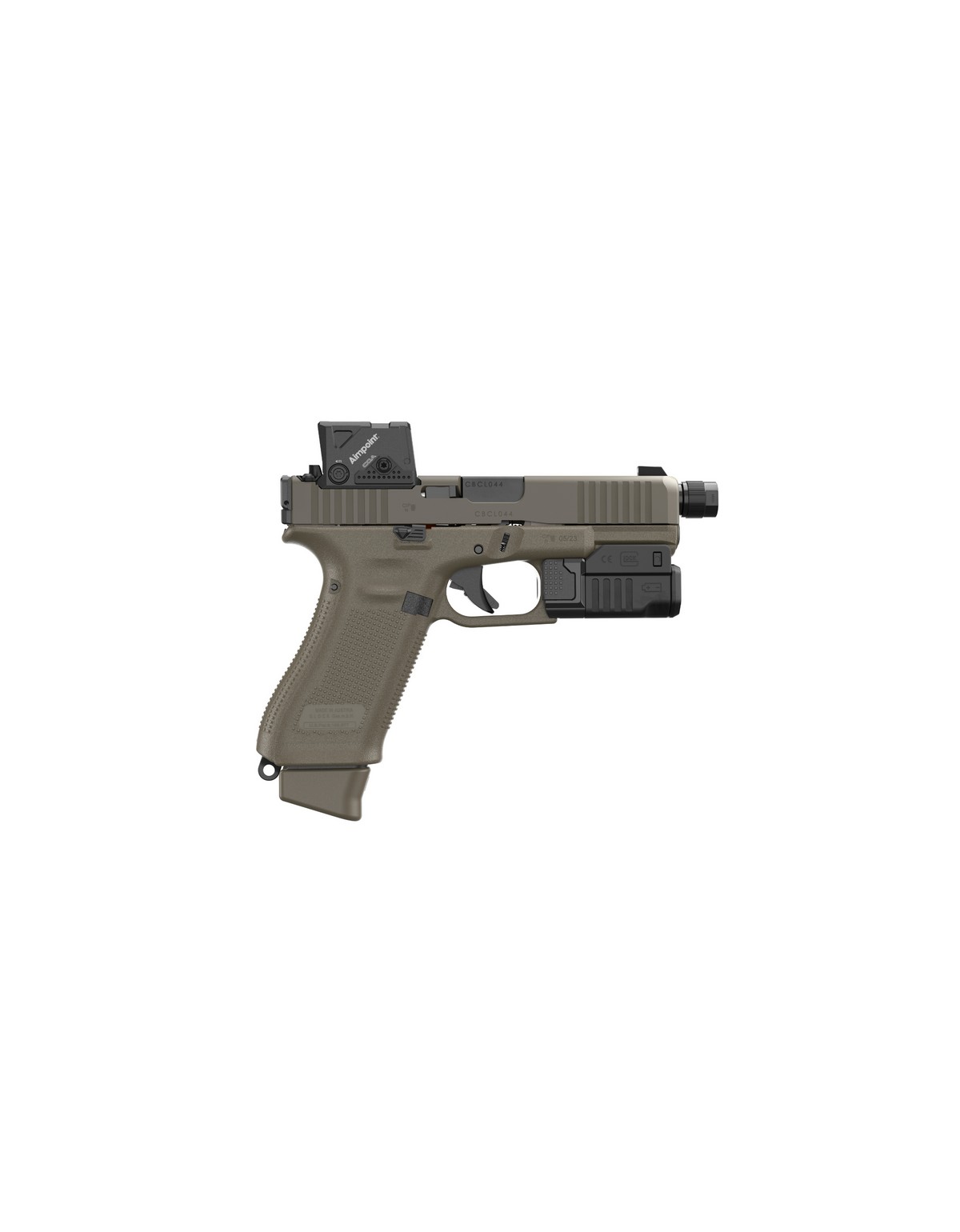 PISTOLET GLOCK 45 HUNTER EDITION A-CUT FILETE COMBO AIMPOINT COA + GTL II CALIBRE 9X19