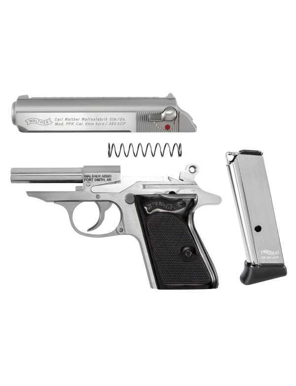 PISTOLET WALTHER PPK INOX CALIBRE 9 MM BROWNING COURT (380 ACP)