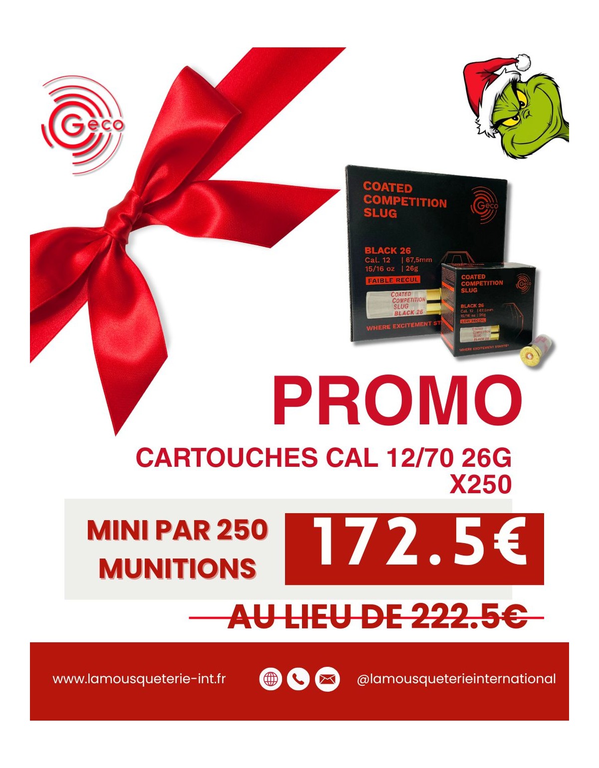 GECO Competition Slug Black 26 – Carton de 250 munitions NOËL Promo