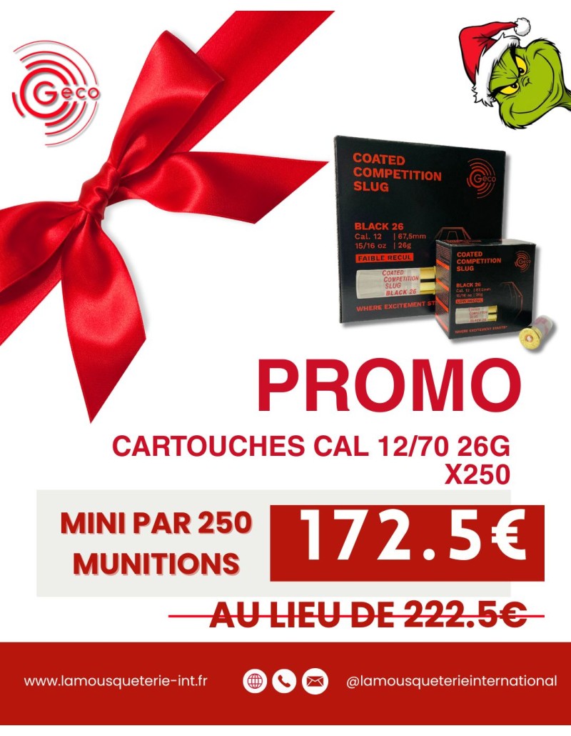 GECO Competition Slug Black 26 – Carton de 250 munitions NOËL Promo