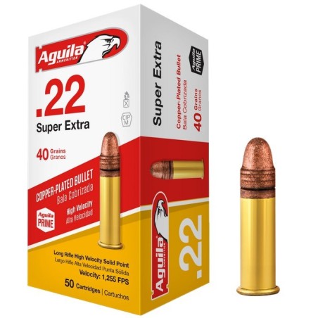 MUNITION AGUILA 22LR SUPER EXTRA HOLLOW POINT 40 Grs X50