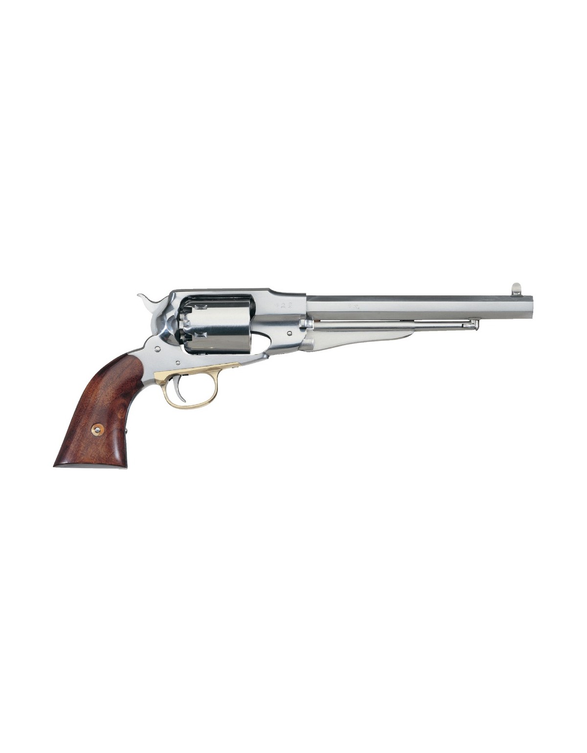 Revolver Uberti 1858 NEW ARMY inox .44 8" poudre noire GRAVE MAIN