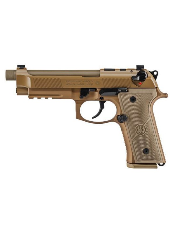Pistolet Beretta M9A4 9 mm 5.2" fileté 1/2-28 CERAKOTE FDE 3 x 18 coups chargeurs