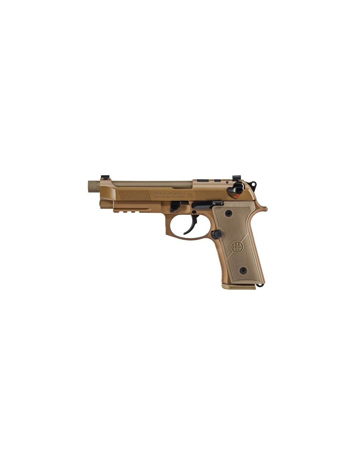 Pistolet Beretta M9A4 9 mm 5.2" fileté 1/2-28 CERAKOTE FDE 3 x 18 coups chargeurs