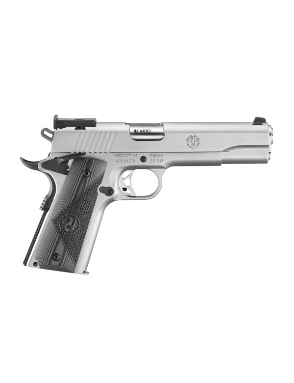 Pistolet Ruger SR1911 .45AUTO TARGET 5" 8+1 coups STAINLESS STEEL VISEE REGLABLE BOMAR