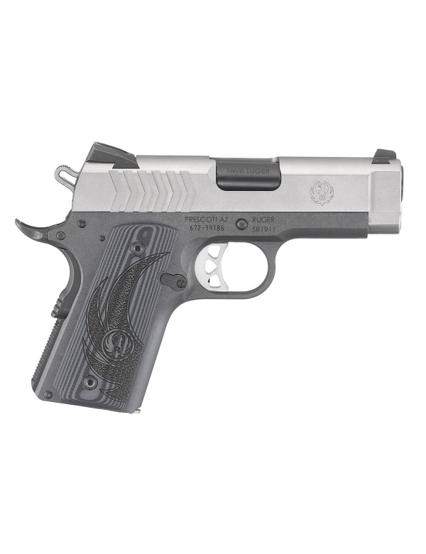 Pistolet Ruger SR1911 .9MM LUGER LWGT OFFICER 3.6" 7+1 coups STAINLESS STEEL (2C)