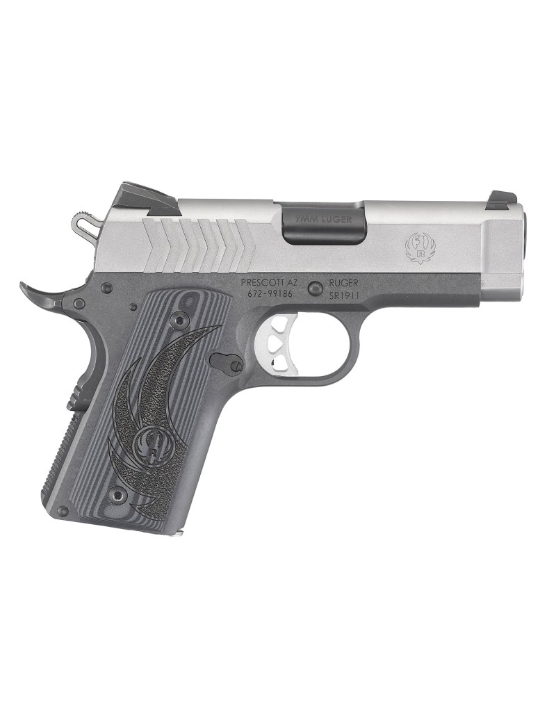Pistolet Ruger SR1911 .9MM LUGER LWGT OFFICER 3.6" 7+1 coups STAINLESS STEEL (2C)