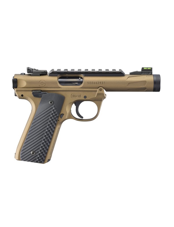 Pistolet Ruger MARK IV 22/45 cal. 22LR 4.40" 10 coups bronze 1/2''-28 FIL (2C)