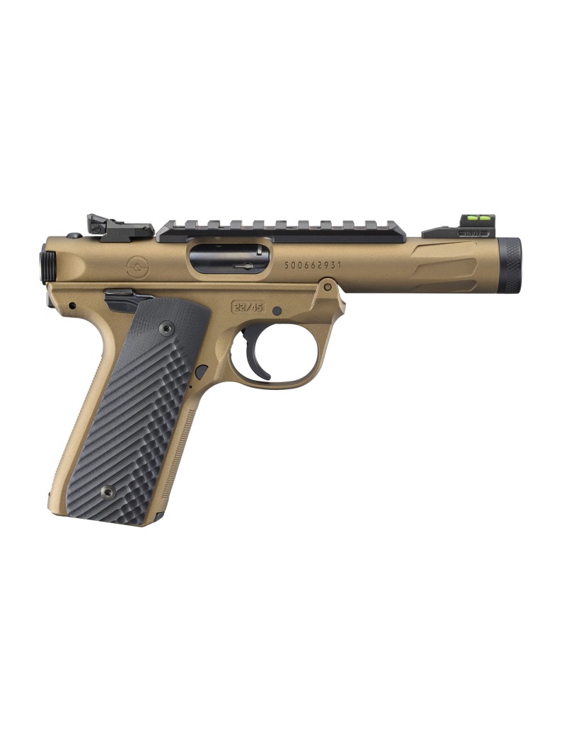 Pistolet Ruger MARK IV 22/45 cal. 22LR 4.40" 10 coups bronze 1/2''-28 FIL (2C)