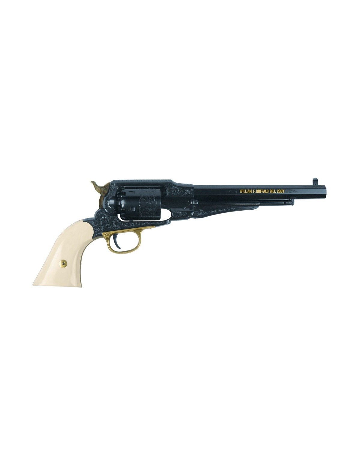 Revolver Uberti 1858 NEW ARMY IMPROVED .44 8" poudre noire BUFALO BILL POIGNEE IVOIRE