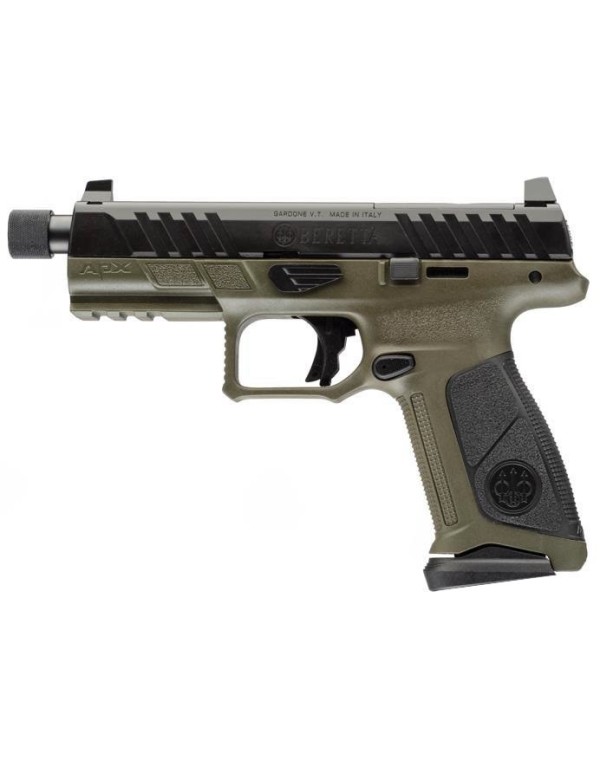 Pistolet Beretta APX A1 COMPACT TACTICAL OD GREEN/NOIR 9X19 canon fileté 1/2-28 15 coups