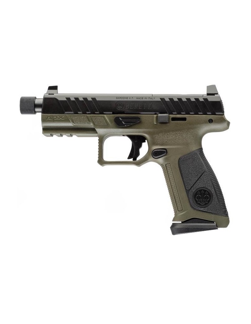 Pistolet Beretta APX A1 COMPACT TACTICAL OD GREEN/NOIR 9X19 canon fileté 1/2-28 15 coups