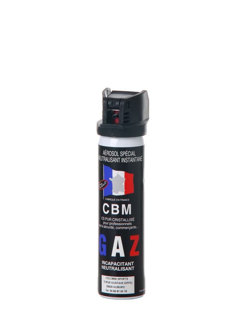 Bombe CBM gaz defense cs capot clapet 75ML
