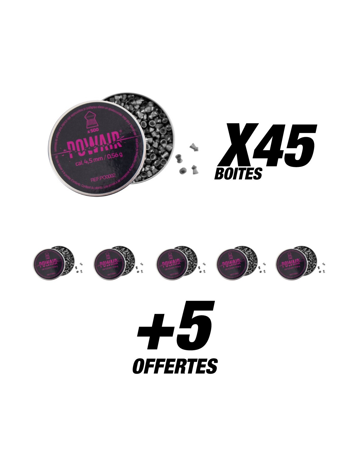 Pack Powair plombs pointus C4.5 X25000 (50 boites)