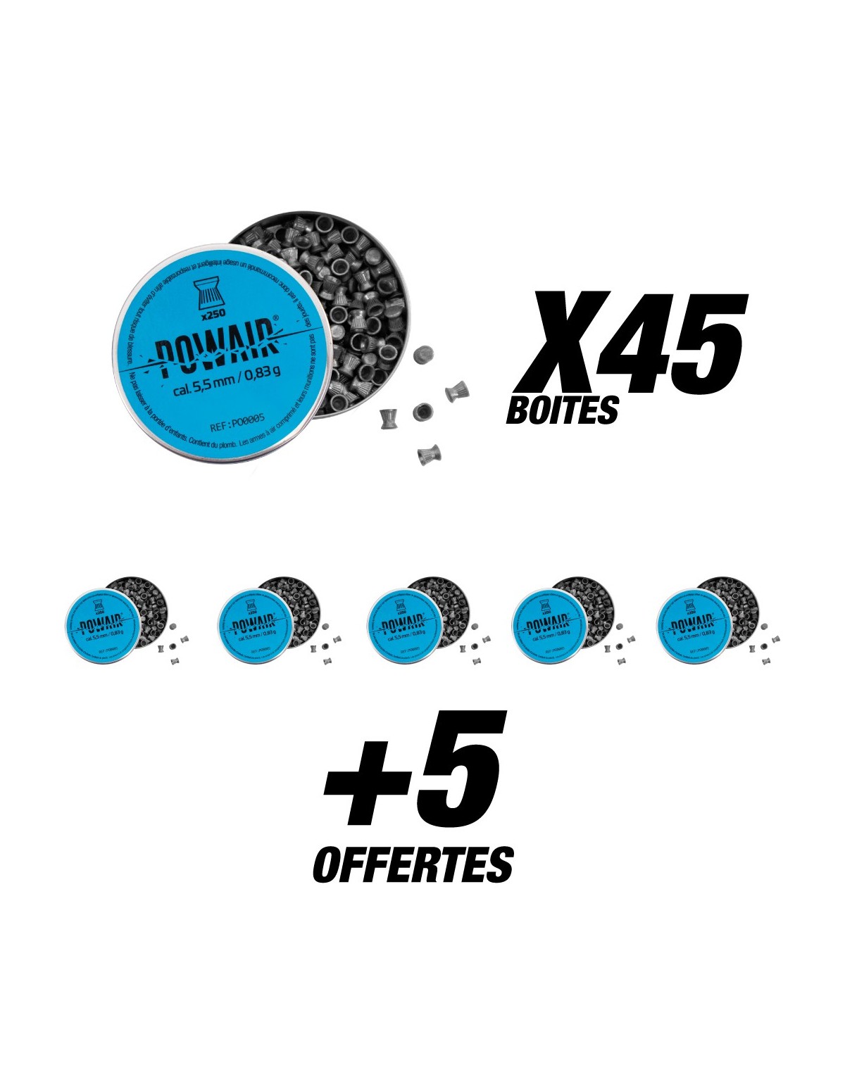 Pack Powair plombs plats C5.5 X12500 (50 boites)
