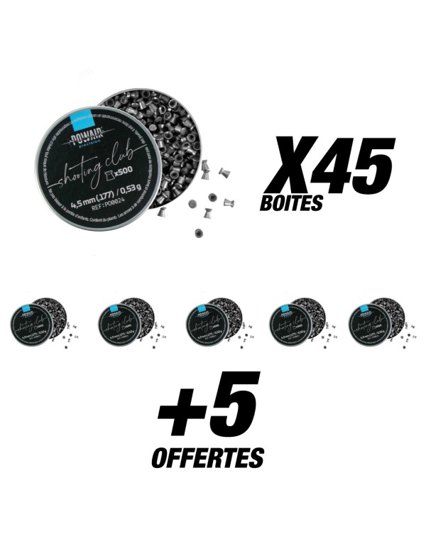 Pack Powair plombs plats shooting club C4.5 X25000 (50 boites)