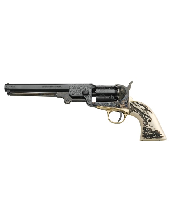 Revolver Pietta Replique 1851 Navy Yank acier Deluxe Stag Like PN Cal 36 22