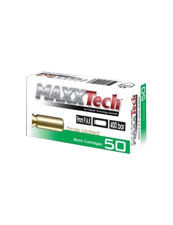 Cartouches à blanc Maxxtech 9 mm PA x50 (400 bars)