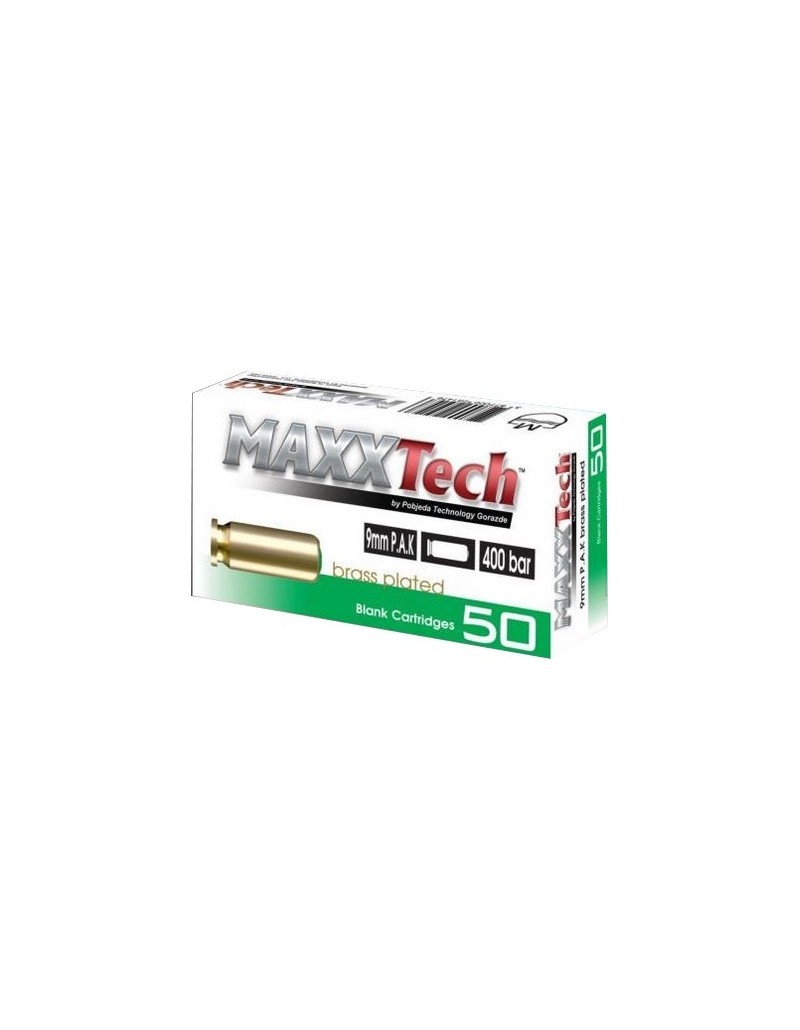 Cartouches à blanc Maxxtech 9 mm PA x50 (400 bars)