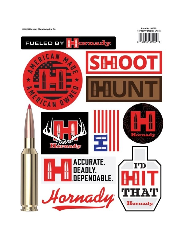 FEUILLE de STICKERS Hornady 2025 98020