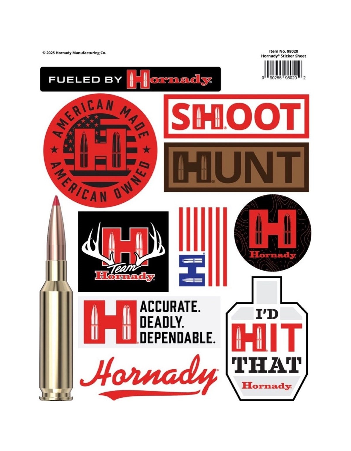 FEUILLE de STICKERS Hornady 2025 98020
