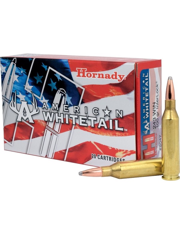 Boîte de 20 cartouches Hornady 243WIN 100GR INTERLOCK BTSP AW 8047