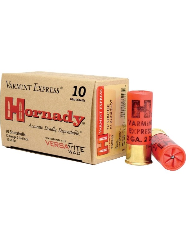 Boîte de 10 cartouches Hornady 12 GA VX 4 BUCKSHOT 86243