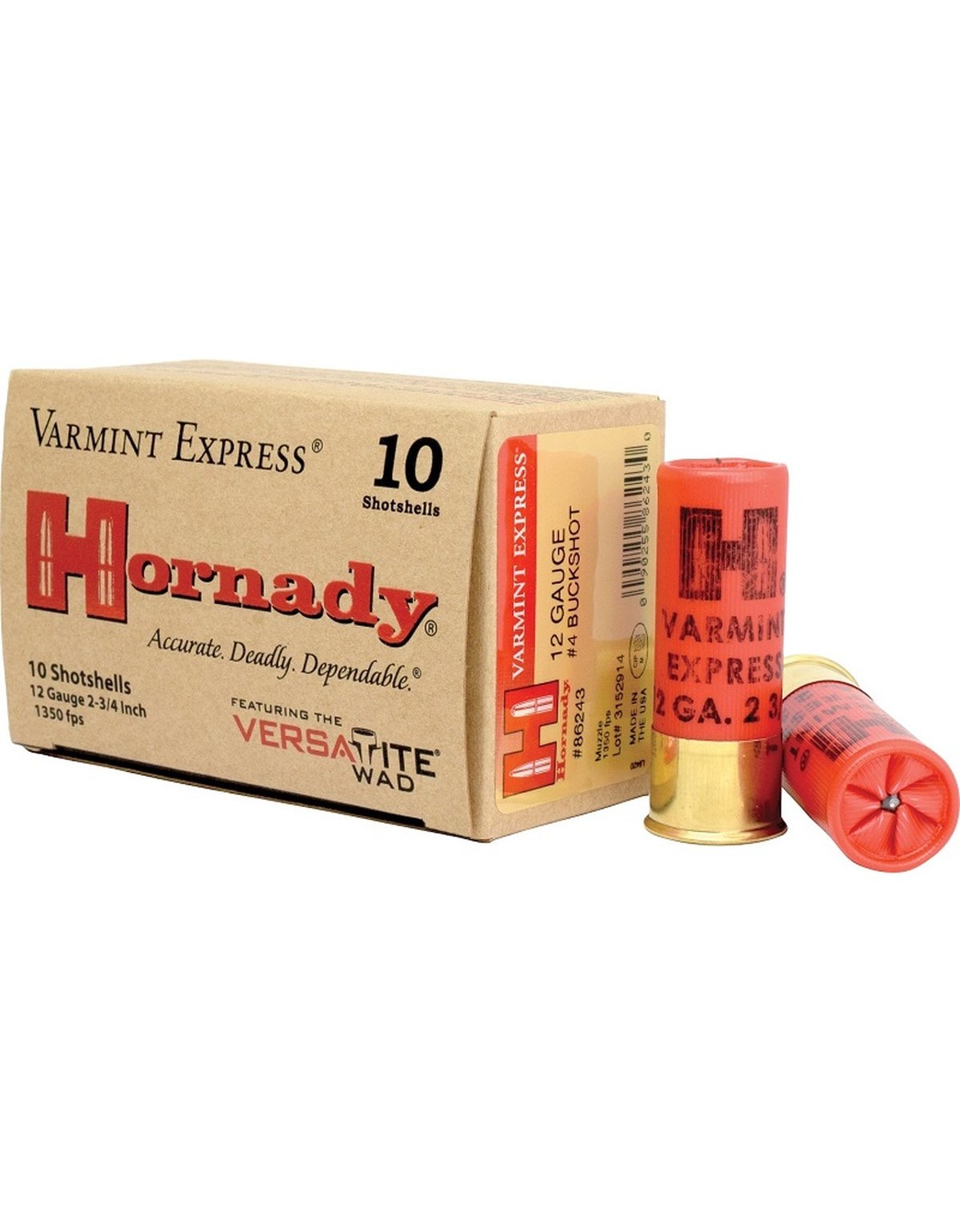 Boîte de 10 cartouches Hornady 12 GA VX 4 BUCKSHOT 86243