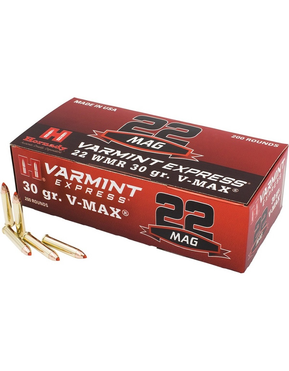 Boîte de 50 cartouches Hornady 22 WMR 30 GR V-MAX 83202