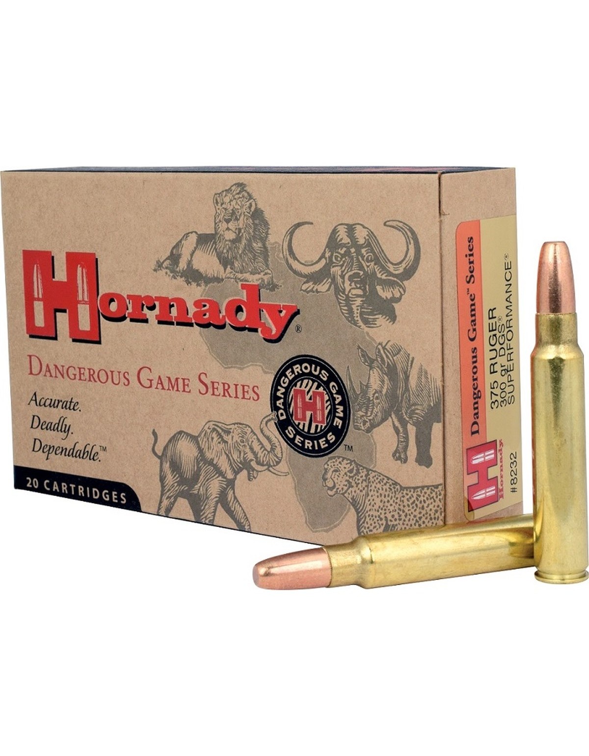 Boîte de 20 cartouches Hornady 375 RUGER 300 GR DGS SPF 8232