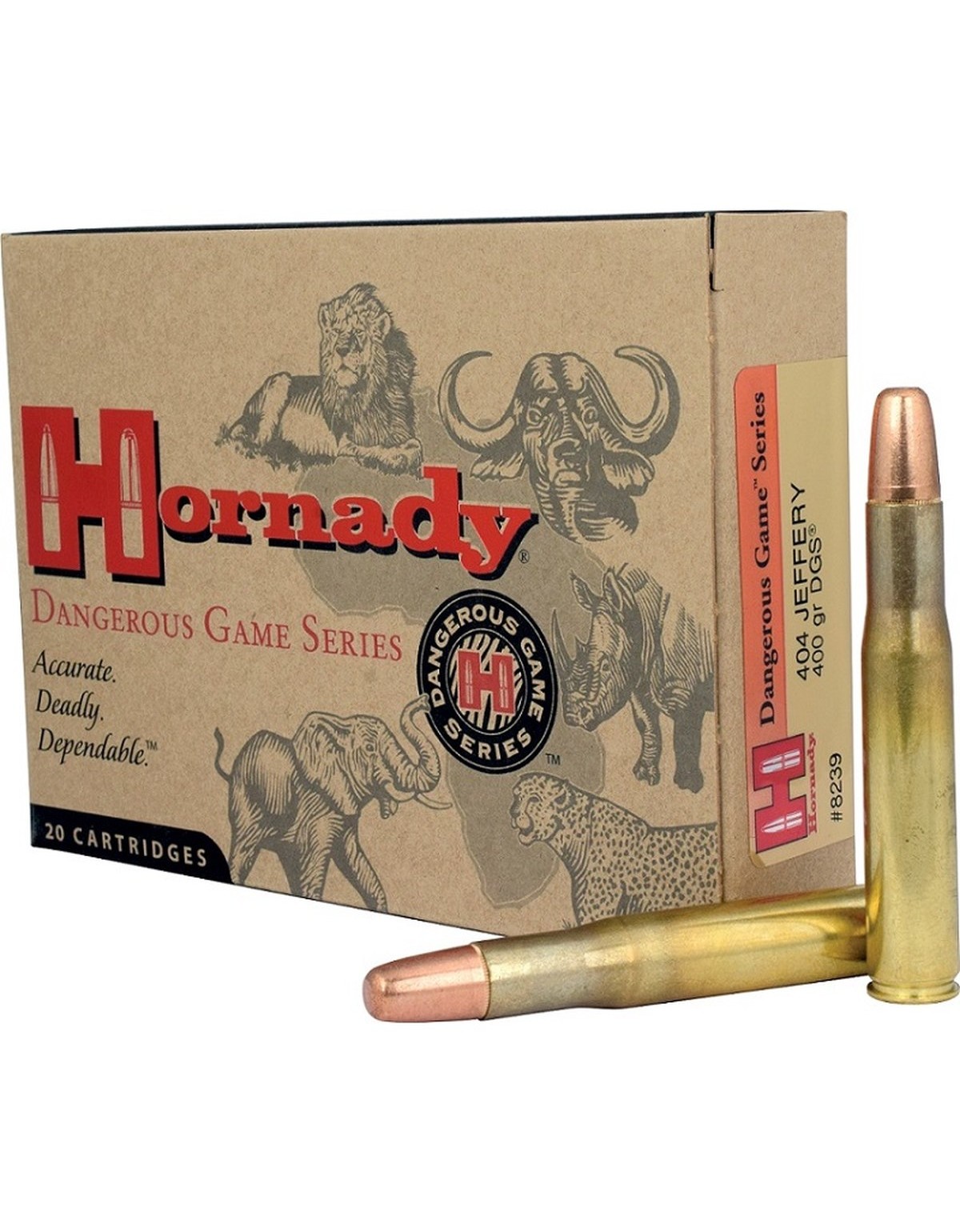Boîte de 20 cartouches Hornady 404 JEFF 423 400 GR DGS 8239