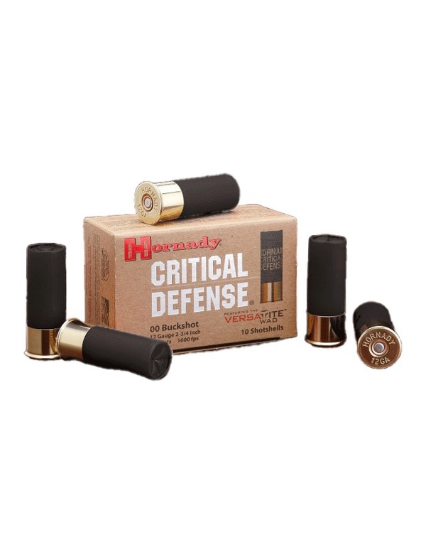 Boîte de 10 cartouches Hornady 12 GA 00 BUCKSHOT CRIT DFNSE 86240