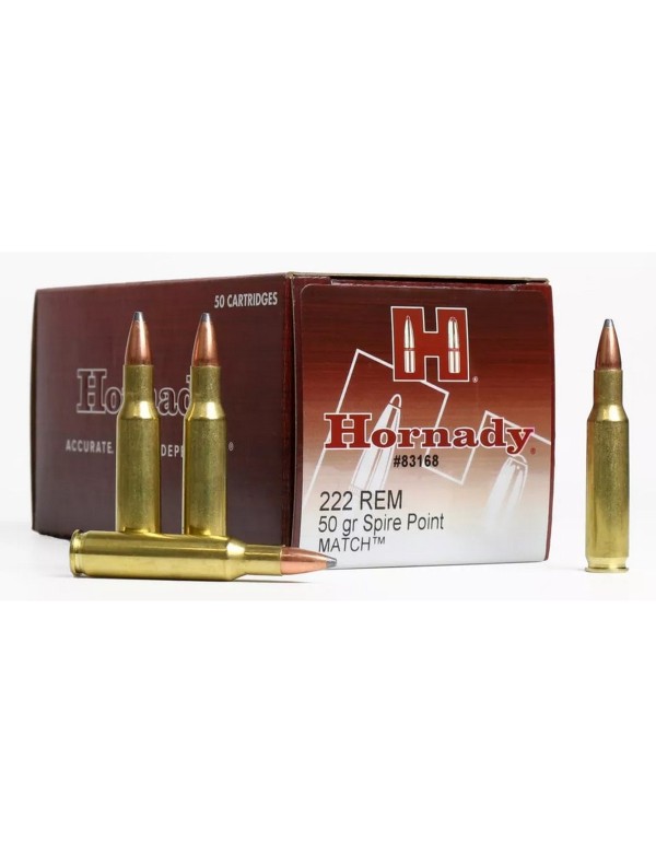 Boîte de 50 cartouches Hornady 222 REM 50 GR SP MATCH 83168