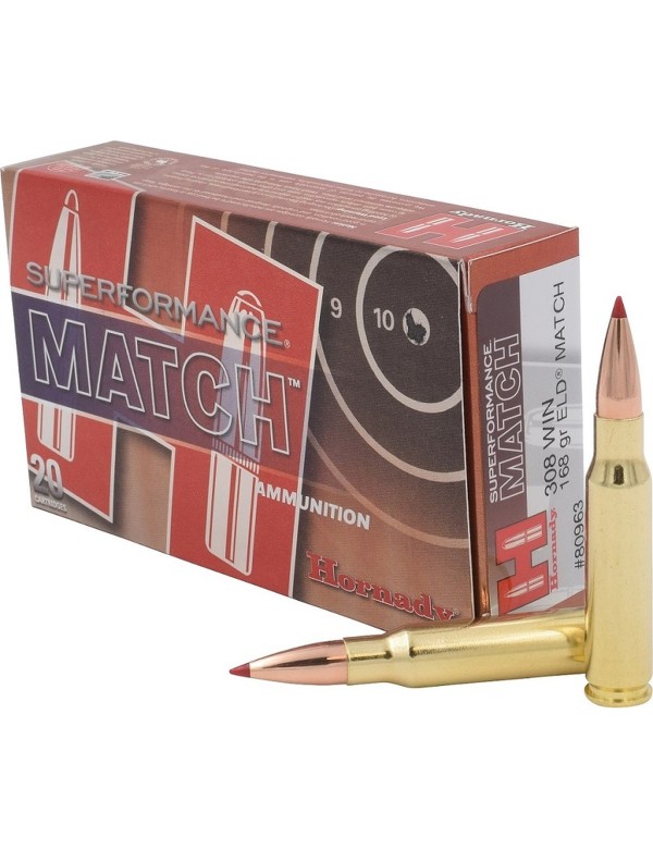 Boîte de 20 cartouches Hornady 308WIN 168GR ELD-MATCH SPF 80963