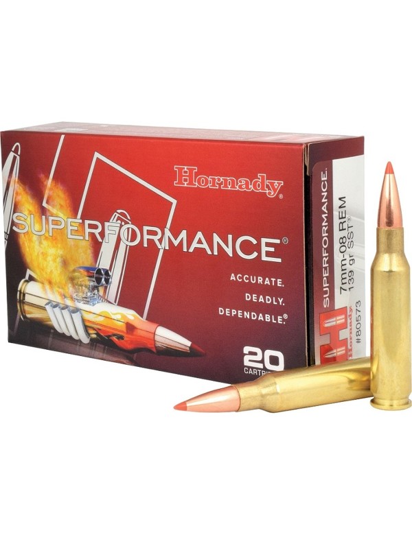 Boîte de 20 cartouches Hornady 7MM-08 REM 139 GR SST 80573