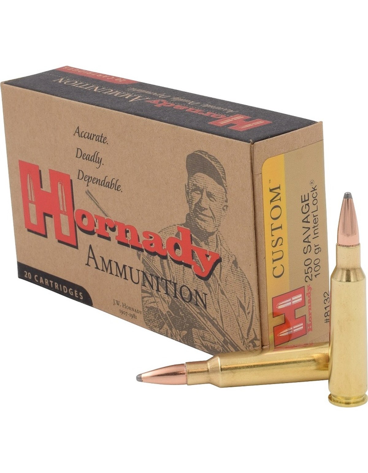 Boîte de 20 cartouches Hornady 250 SAVAGE 100 GR INTERLOCK 8132