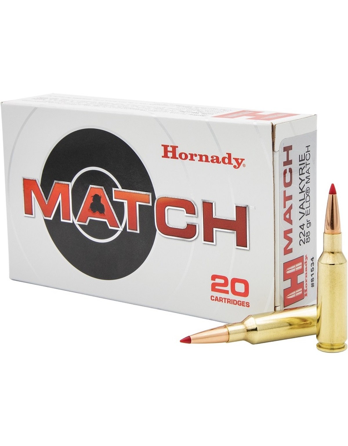 Boîte de 20 cartouches Hornady 224 VALKYRIE 88GR ELD-MATCH 81534