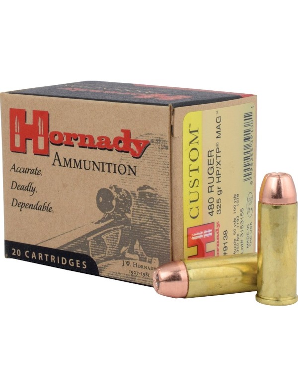 Boîte de 20 cartouches Hornady 480 RUGER 325GR XTP 9138