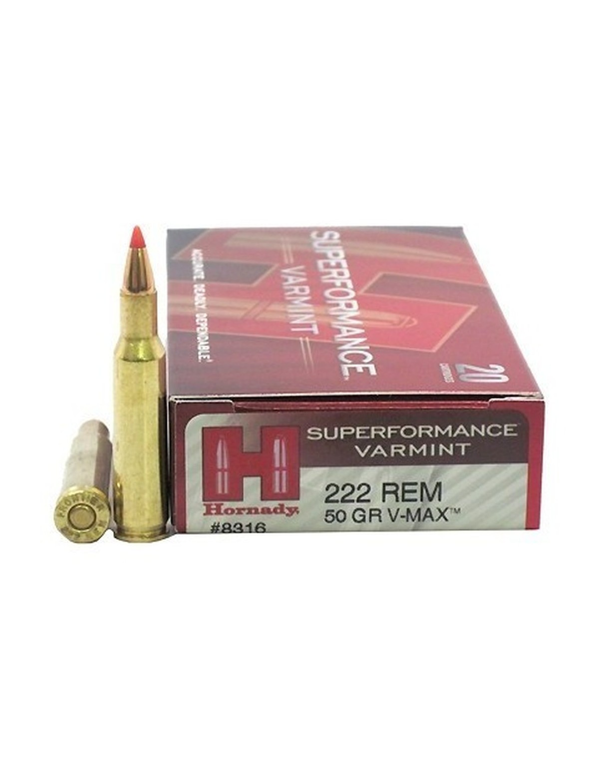 Boîte de 20 cartouches Hornady 222 REM 50 GR V-MAX SPF 8316