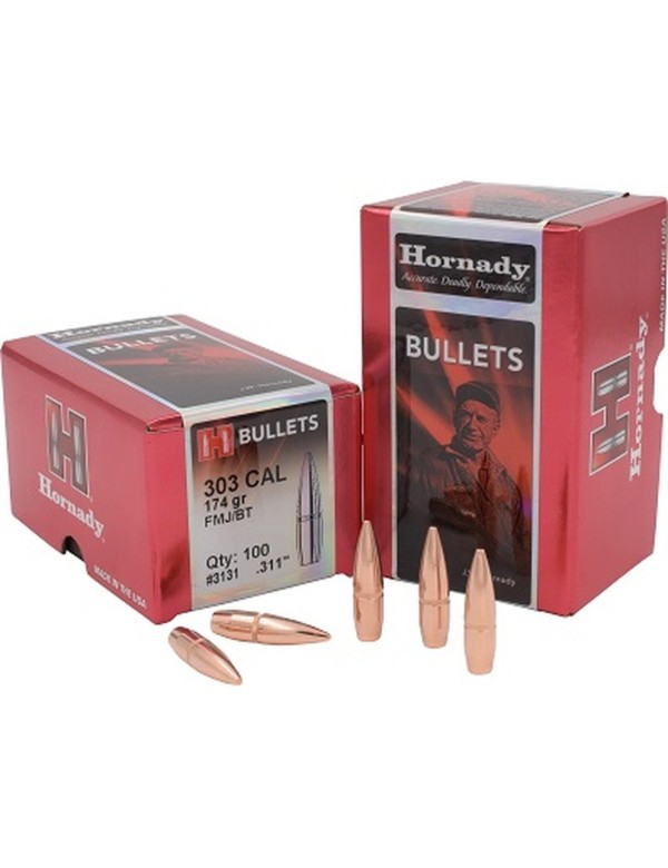 Boîte de 100 ogives Hornady 303 .310 174GR FMJ BT 3131