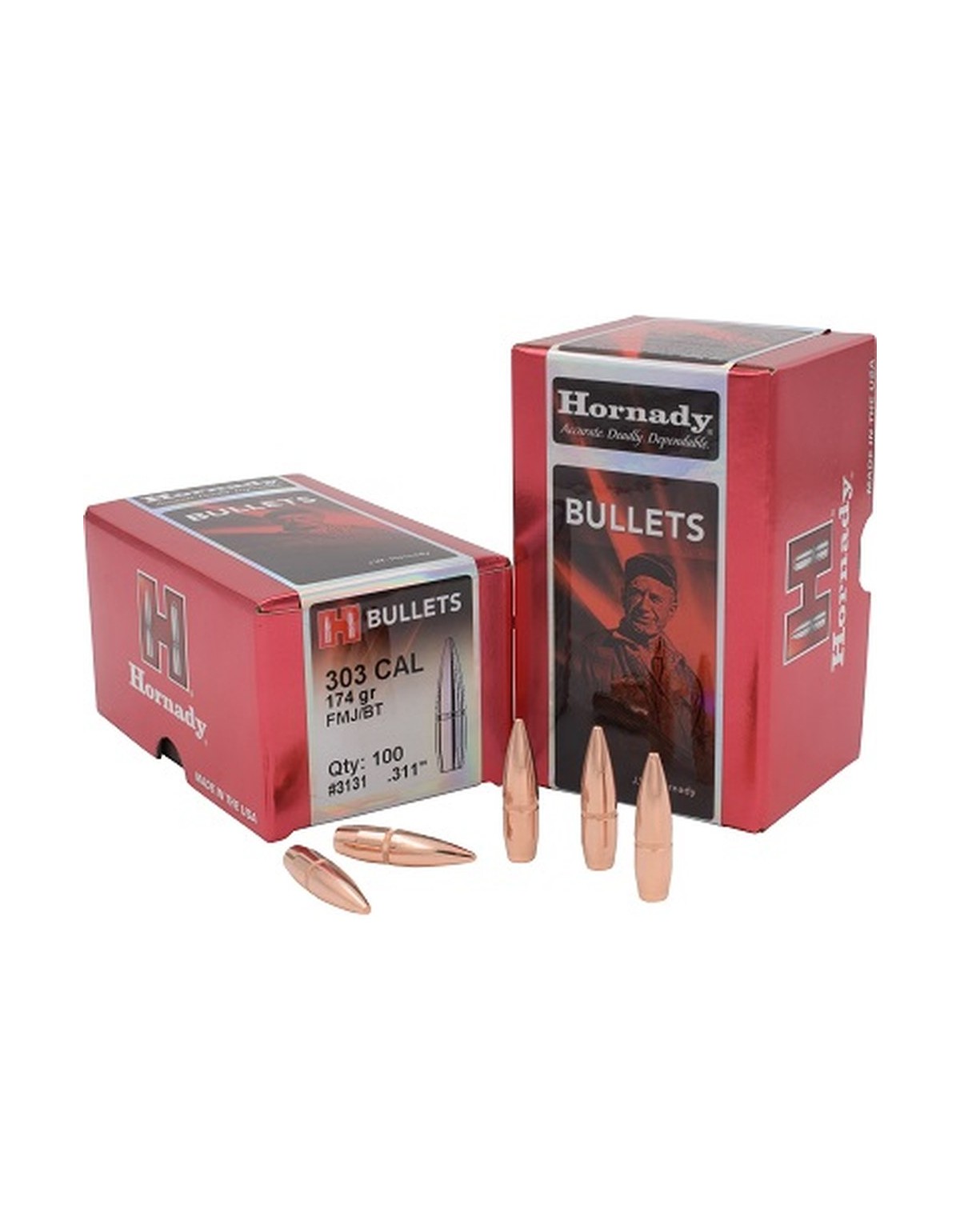 Boîte de 100 ogives Hornady 303 .310 174GR FMJ BT 3131
