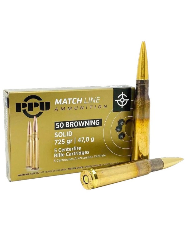 MUNITIONS PRVI PARTIZAN 50 BMG 725GRS MATCH * BOITE DE 5