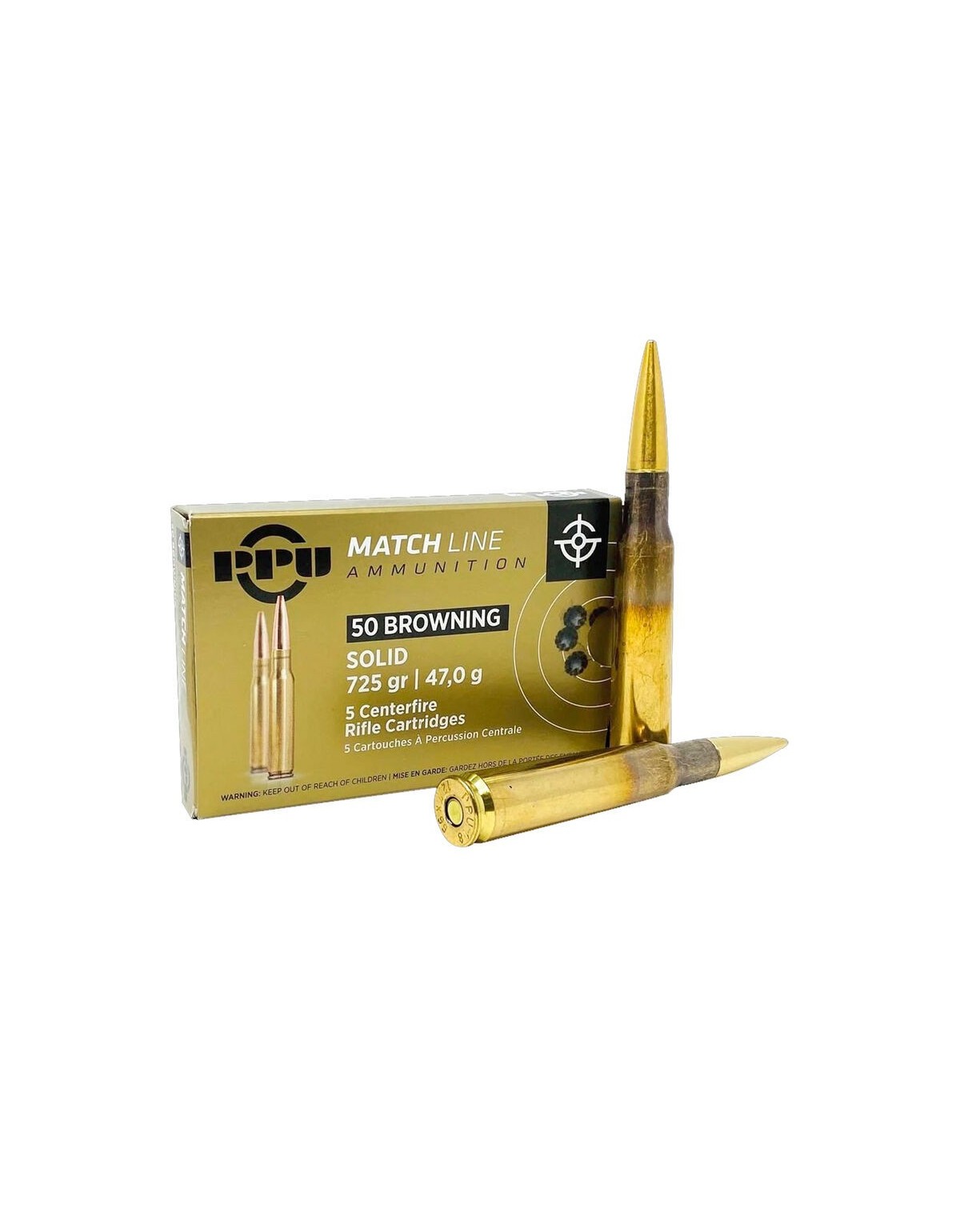 MUNITIONS PRVI PARTIZAN 50 BMG 725GRS MATCH * BOITE DE 5