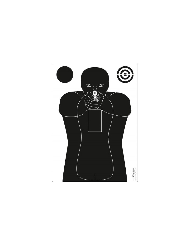 CIBLE TIR RAPIDE N°5 SILHOUETTE HOMME NOIR SUR FOND BLANC