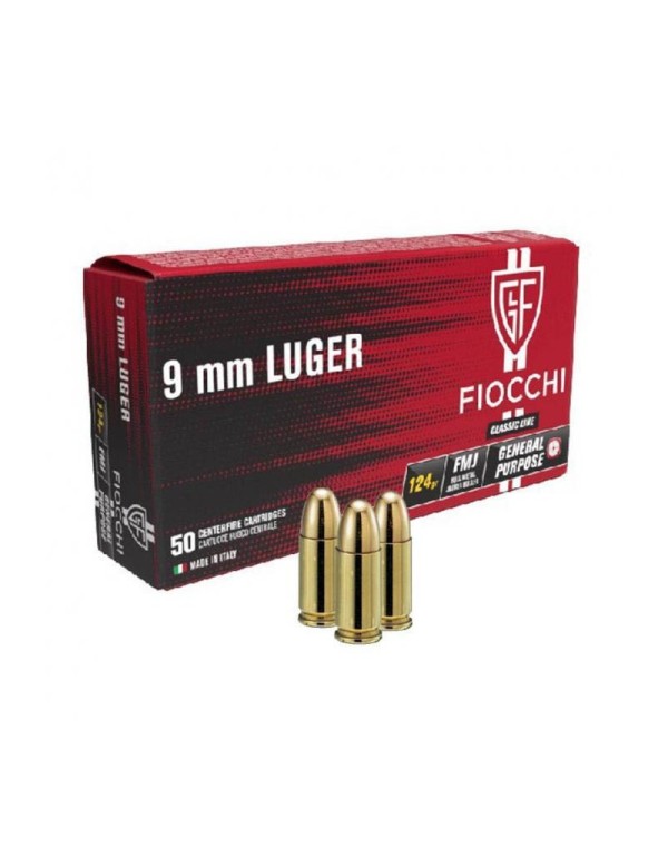 MUNITION FIOCCHI 9X19 FMJ 124GR X50