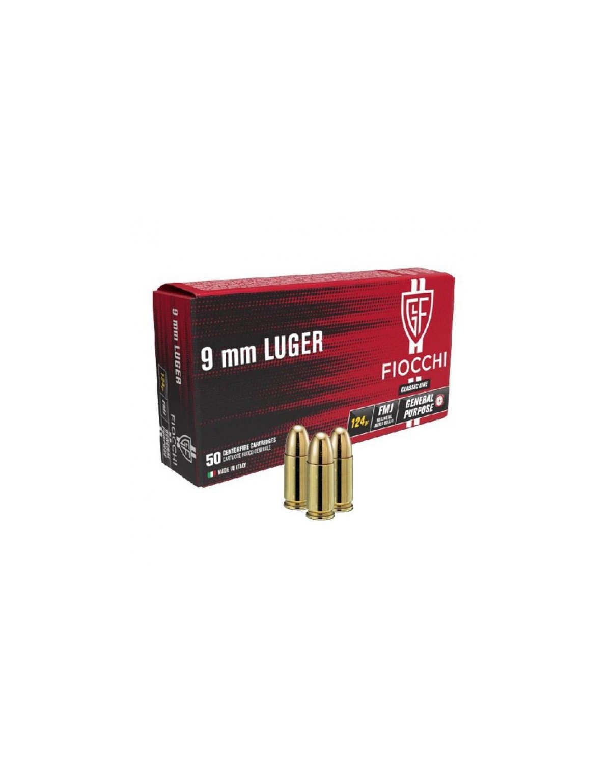 MUNITION FIOCCHI 9X19 FMJ 124GR X50