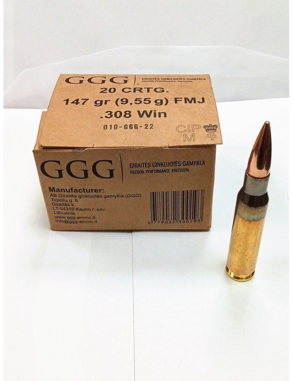 MUNITIONS GGG 308 WIN 147GR X20