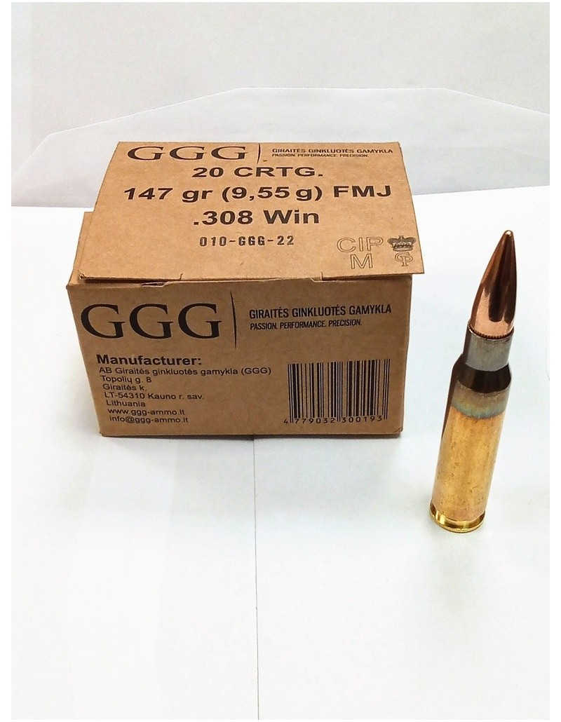 MUNITIONS GGG 308 WIN 147GR X20