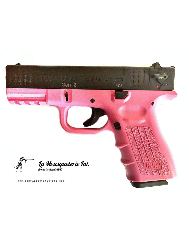 PISTOLET ISSC M22 BICOLOR ROSE NOIR CAL :22LR