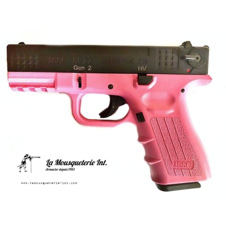 PISTOLET ISSC M22 BICOLOR ROSE NOIR CAL :22LR
